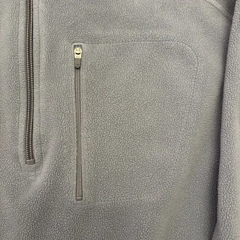 L.L.Bean Men's L Tall Gray Fleece 1/4 Zip Pullover Chest Pocket Outdoor